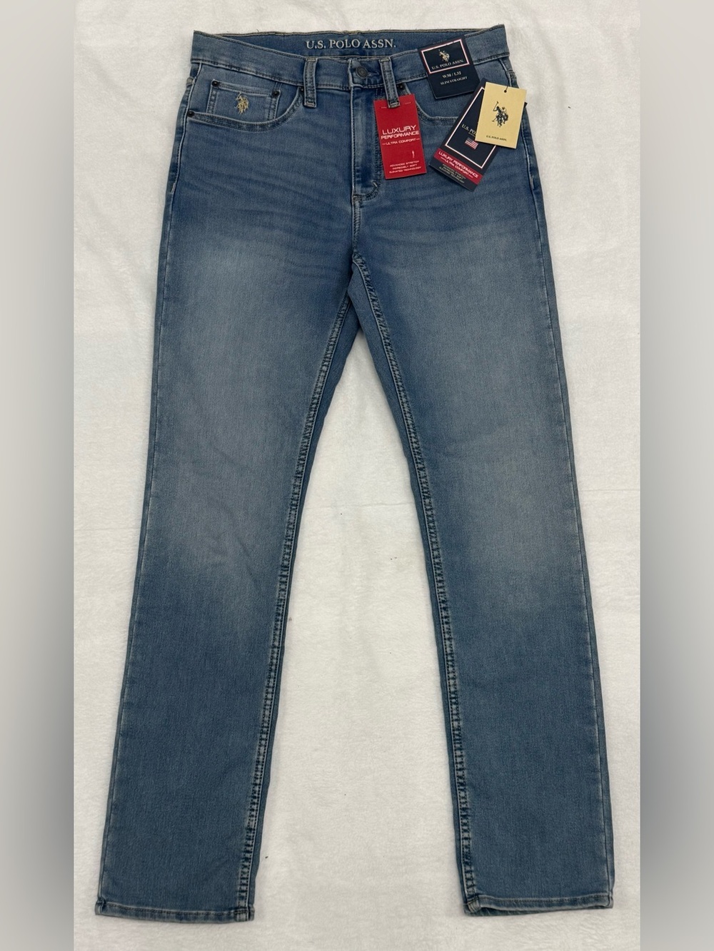 NWT Men’s U.S. Polo Assn. Slim Straight Jeans 30x32 Blue Luxury Performance